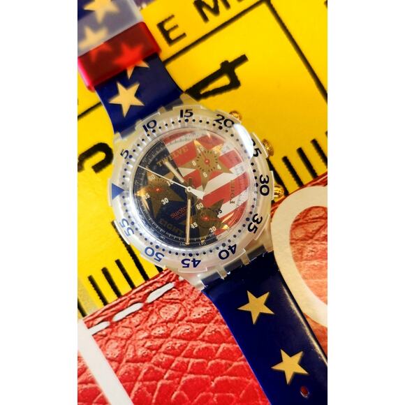Swatch watch AMERICAN DREAM SEK103 1995 Aquachrono New old stock - Picture 8 of 10